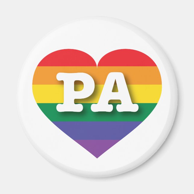 I Love Pennsylvania Rainbow Heart Magnet (Front)