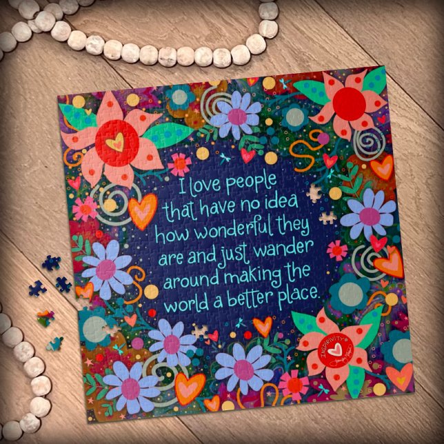 I Love People Quote Heart Flowers Pretty   Jigsaw Puzzle (Creator Uploaded)
