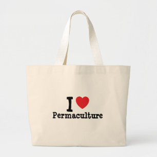 I love Permaculture heart custom personalised Large Tote Bag