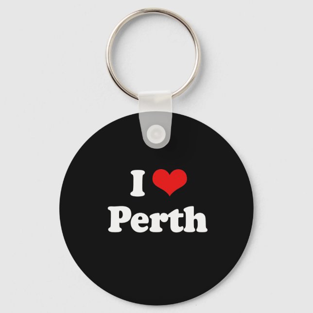 I Love Perth Tshirt White Tshirt Key Ring (Front)