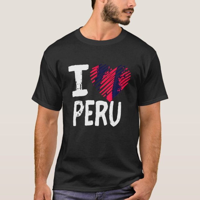 I Love Peru T Shirt South America Vacation Souveni (Front)