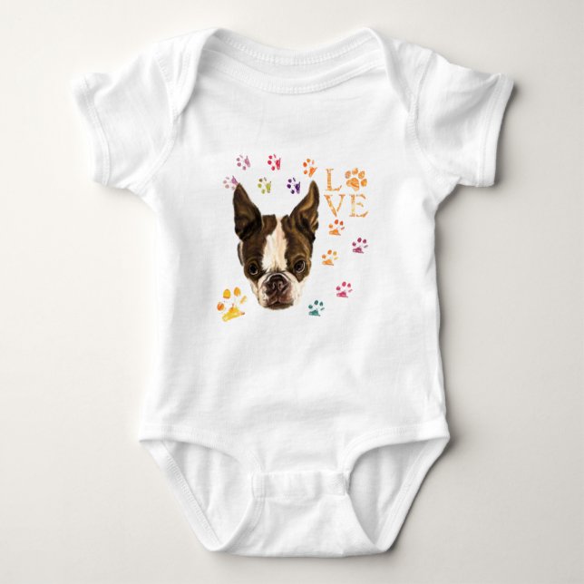 I Love Pet Dog Baby Bodysuit (Front)