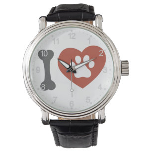 I love pet - paw in heath - Choose back colour Watch