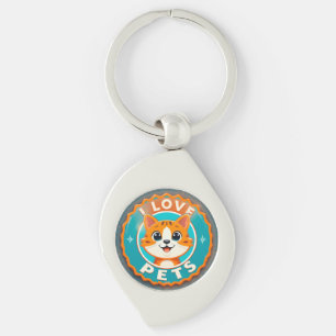 I love pets cute cat key ring