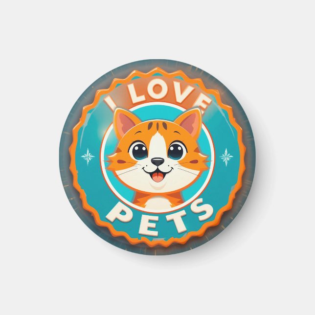I love pets cute cat magnet (Front)