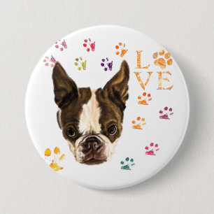 I Love Pets - Cute Puppy - Colourful Traces Drawin 7.5 Cm Round Badge