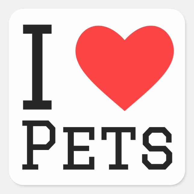I love pets square sticker (Front)