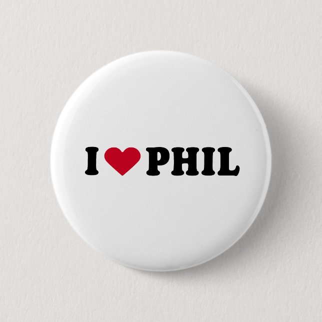 I LOVE PHIL 6 CM ROUND BADGE (Front)