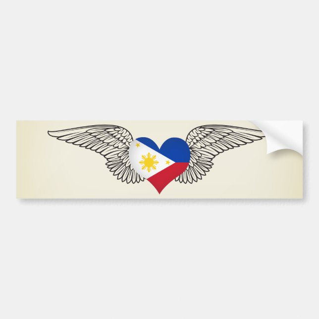 I Love Philippines -wings Bumper Sticker (Front)
