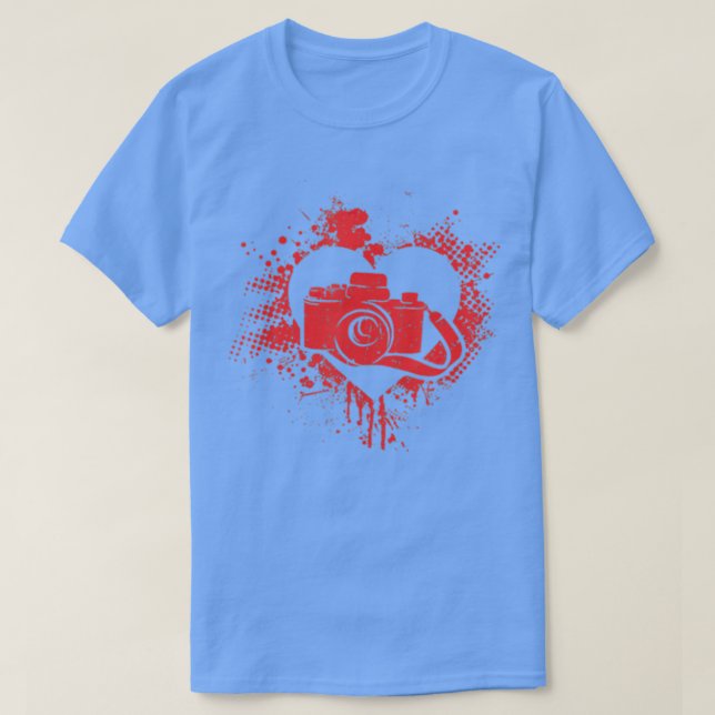 I Love Photography Funny Photographer Camera Valen T-Shirt (Design Front)