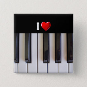 I Love Piano 15 Cm Square Badge