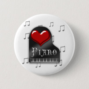 I Love Piano 6 Cm Round Badge