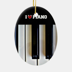 I Love Piano Ceramic Tree Decoration