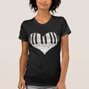 I Love Piano or Organ Music Heart Keyboard T-Shirt