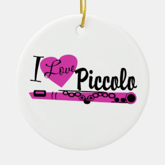 I Love Piccolo Marching Band Photo Ceramic Tree Decoration
