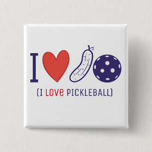 I Love Pickleball 15 Cm Square Badge