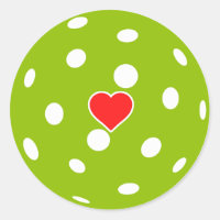 I love pickleball green ball with red heart