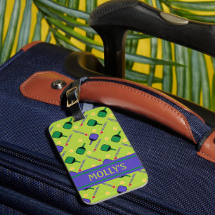 I love Pickleball green Luggage Tag
