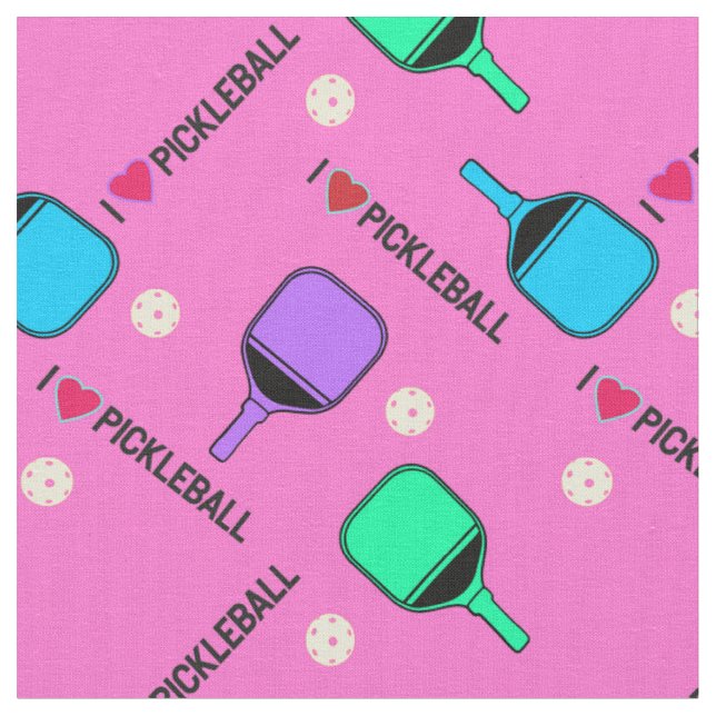 I love pickleball pastel pink fabric (Close Up)