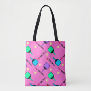 I love Pickleball pink  (bigger tile size) Tote Bag