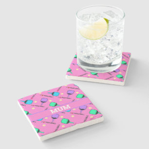 I love Pickleball pink Stone Coaster