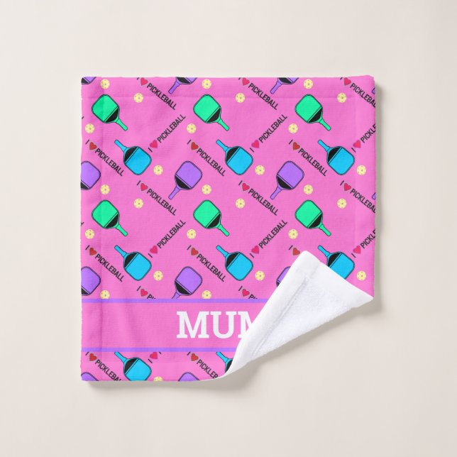 I love Pickleball pink  Wash Cloth (Wash Cloth)
