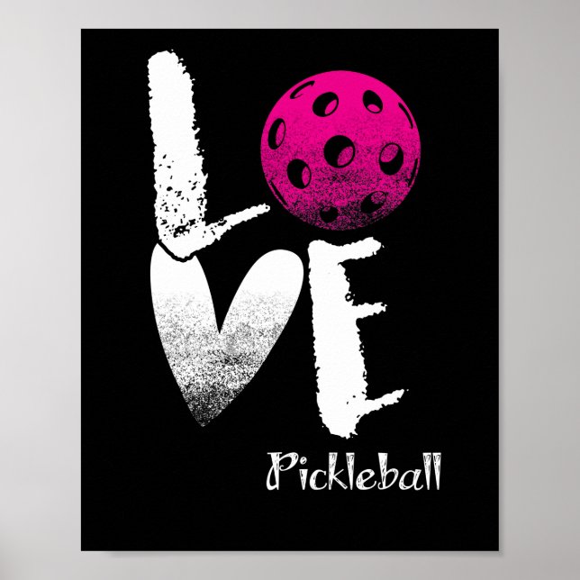 I Love Pickleball T-Shirt Funny Pickle Ball Poster (Front)