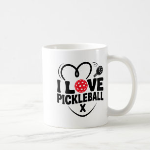 I love pickleball valentine day heart coffee mug