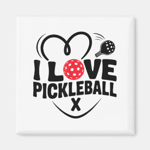 I love pickleball valentine day heart magnet