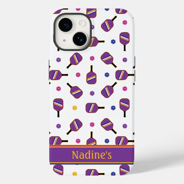 I love Pickleball white  Iphone 14 Case-Mate iPhon Case (Back)