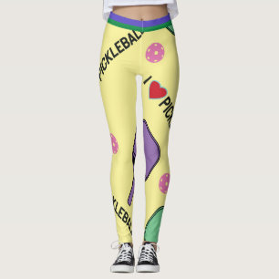 I love Pickleball  yellow (XL tile size) Leggings