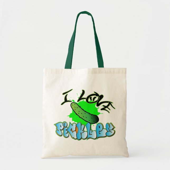 I Love Pickles Grocery Tote Bag (Front)