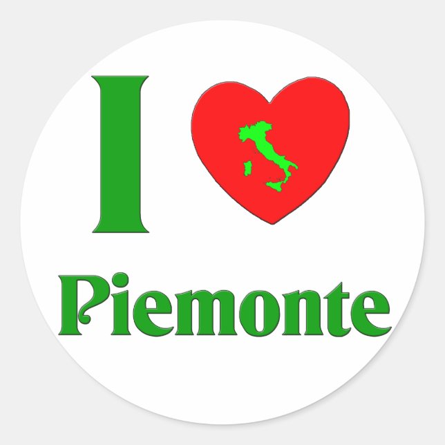 I Love Piemonte Italy Classic Round Sticker (Front)