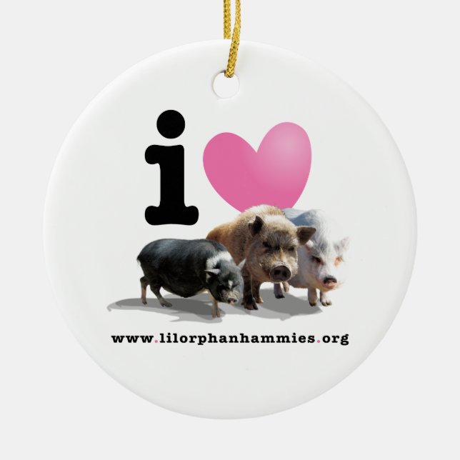 I LOVE PIGS Holiday Ornament (Front)