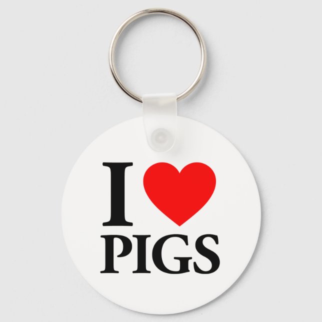 I Love Pigs Key Ring (Front)