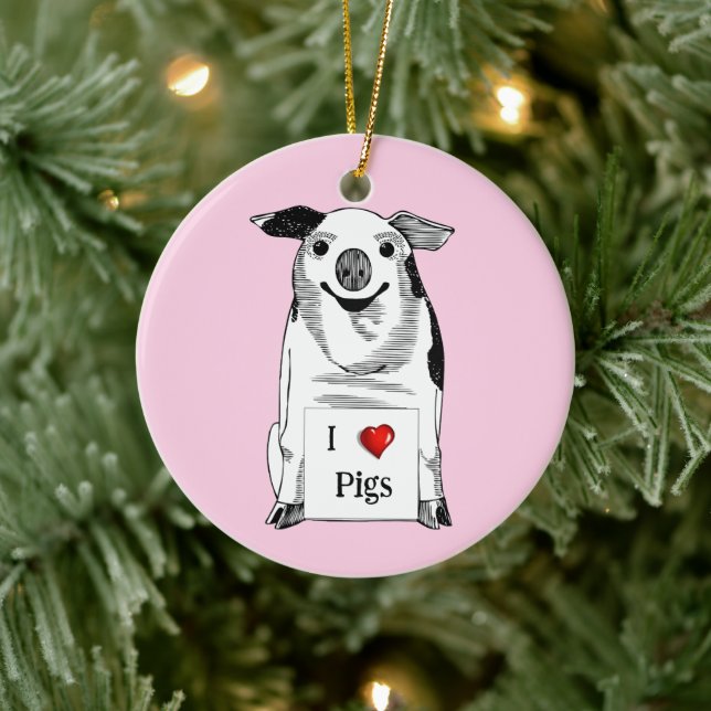 I Love Pigs * National Pig Day  Ceramic Tree Decoration (Tree)