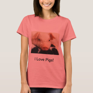 I Love Pigs! Piglet Pig Adorable Face Snout T-Shirt