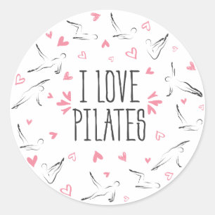 I LOVE PILATES Pilates Poses in shape of a circle Classic Round Sticker