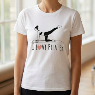 I Love Pilates Quote Simple Heart Workout Tee