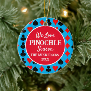 I Love Pinochle Season Blue Ceramic Tree Decoration