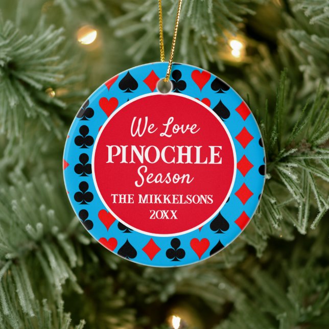 I Love Pinochle Season Blue Ceramic Tree Decoration (Tree)