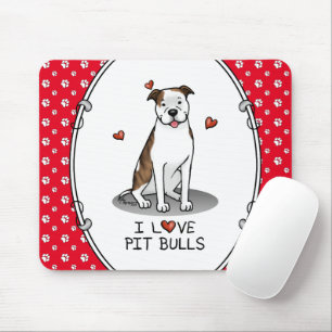 I Love Pit Bulls (lt brindle white 3) Hearts Cute Mouse Pad