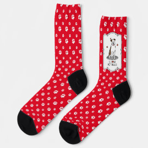 I Love Pit Bulls (lt brindle white 3) Hearts Cute Socks