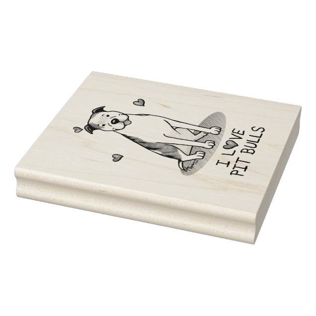 I Love Pit Bulls (lt brindle white 3) Rubber Stamp (Stamp)