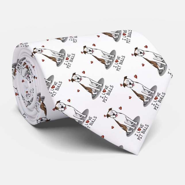 I Love Pit Bulls (lt brindle white 3) Tie (Rolled)