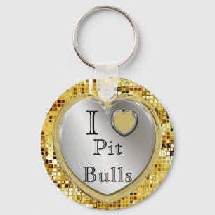 I Love Pit Bulls Or ? Heart Keychain