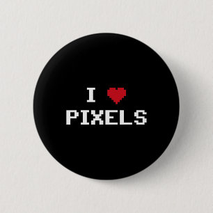 I Love Pixels C64 Fans Heart Gaming Shirt Funny Vi 6 Cm Round Badge