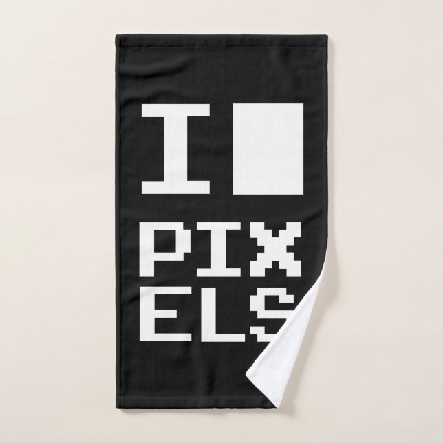 I Love Pixels, geek design, pixel art Hand Towel (Hand Towel)