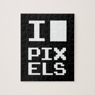 I Love Pixels, geek design, pixel art Jigsaw Puzzle