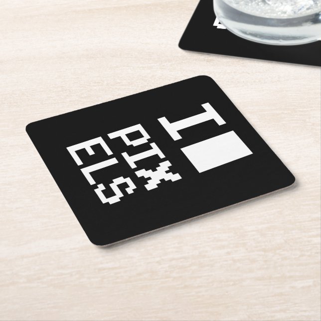 I Love Pixels, geek design, pixel art Paper Coaster (Angled)